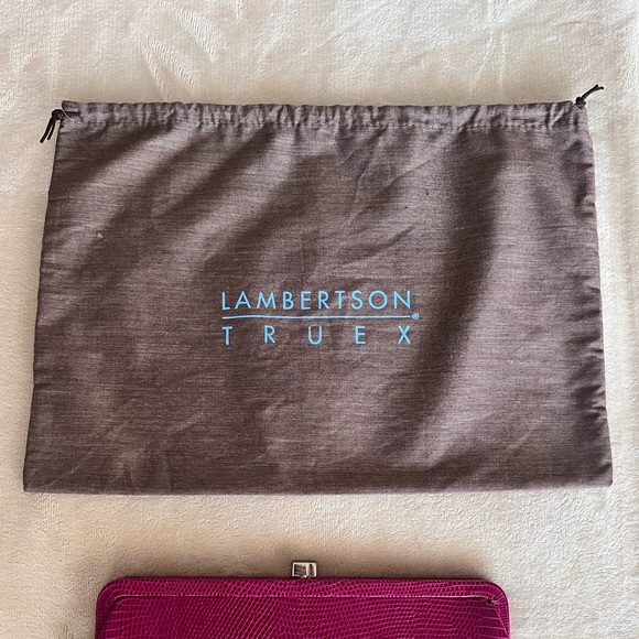 Lambertson Truex Orchid Pink Exotic Skin Genuine Lizard Clutch w/tag $1990 - Picture 9 of 11